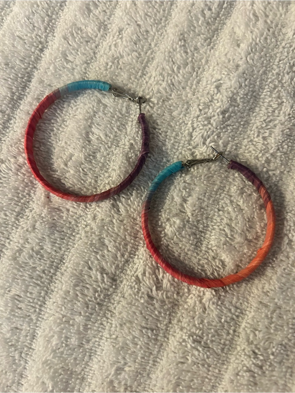 Multi-Color Wrapped Hoop Earrings - Women Accessories